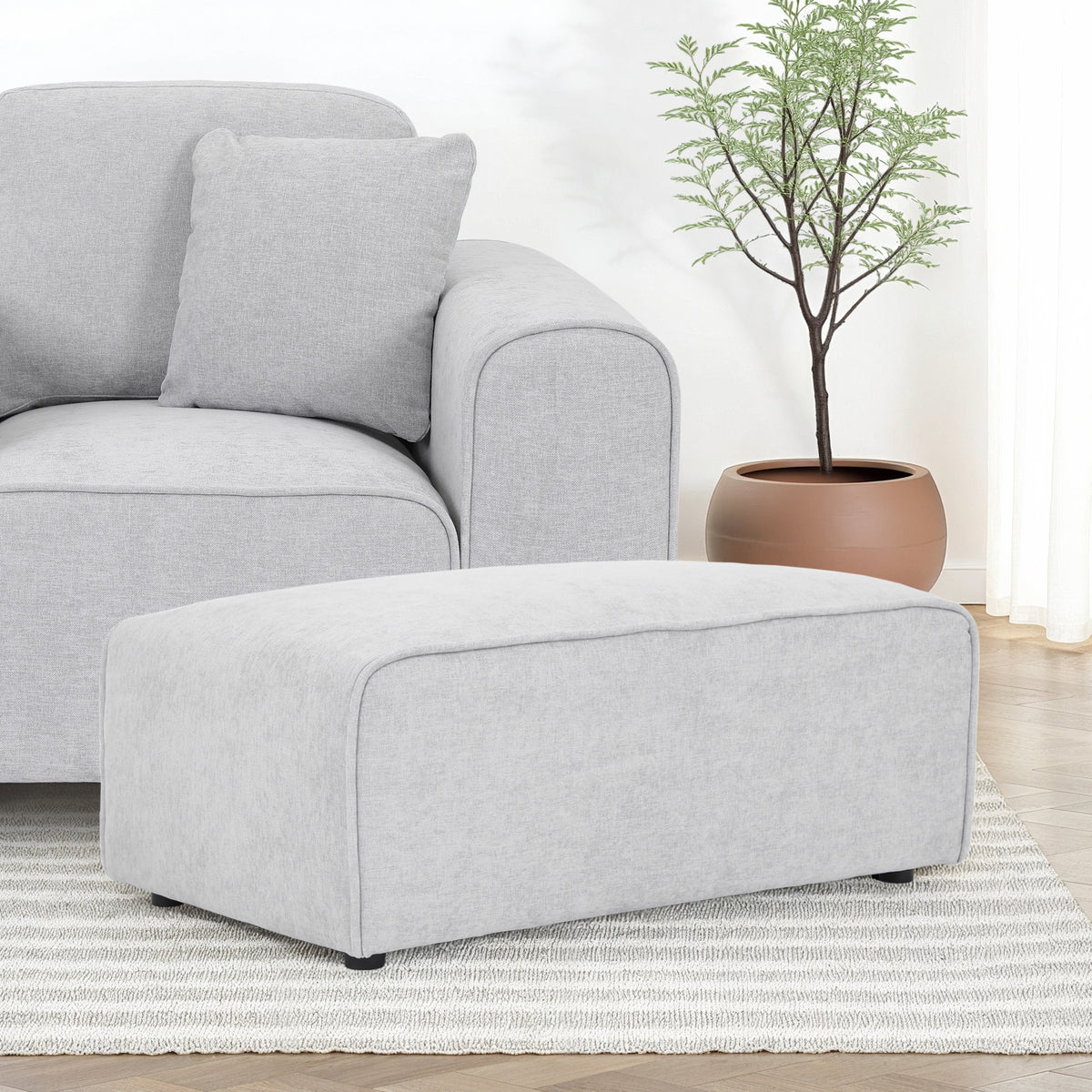 Hugo Fog Grey Footstool from Roseland Furniture