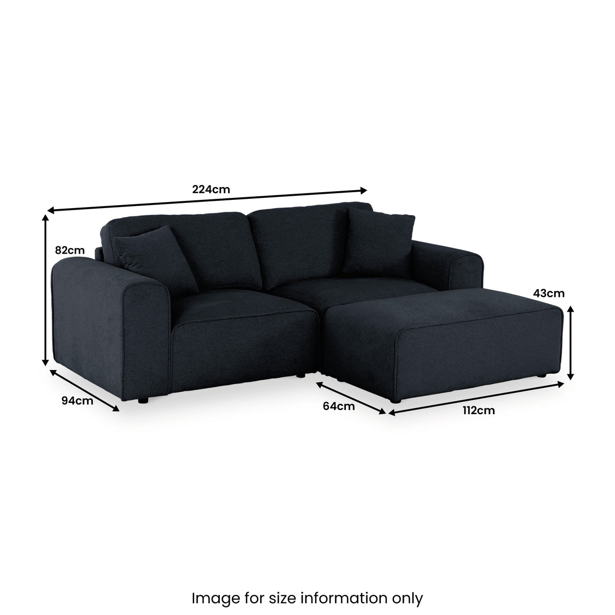 Hugo XL Chaise Sofa Deep Blue Angle1 from Roseland Furniture