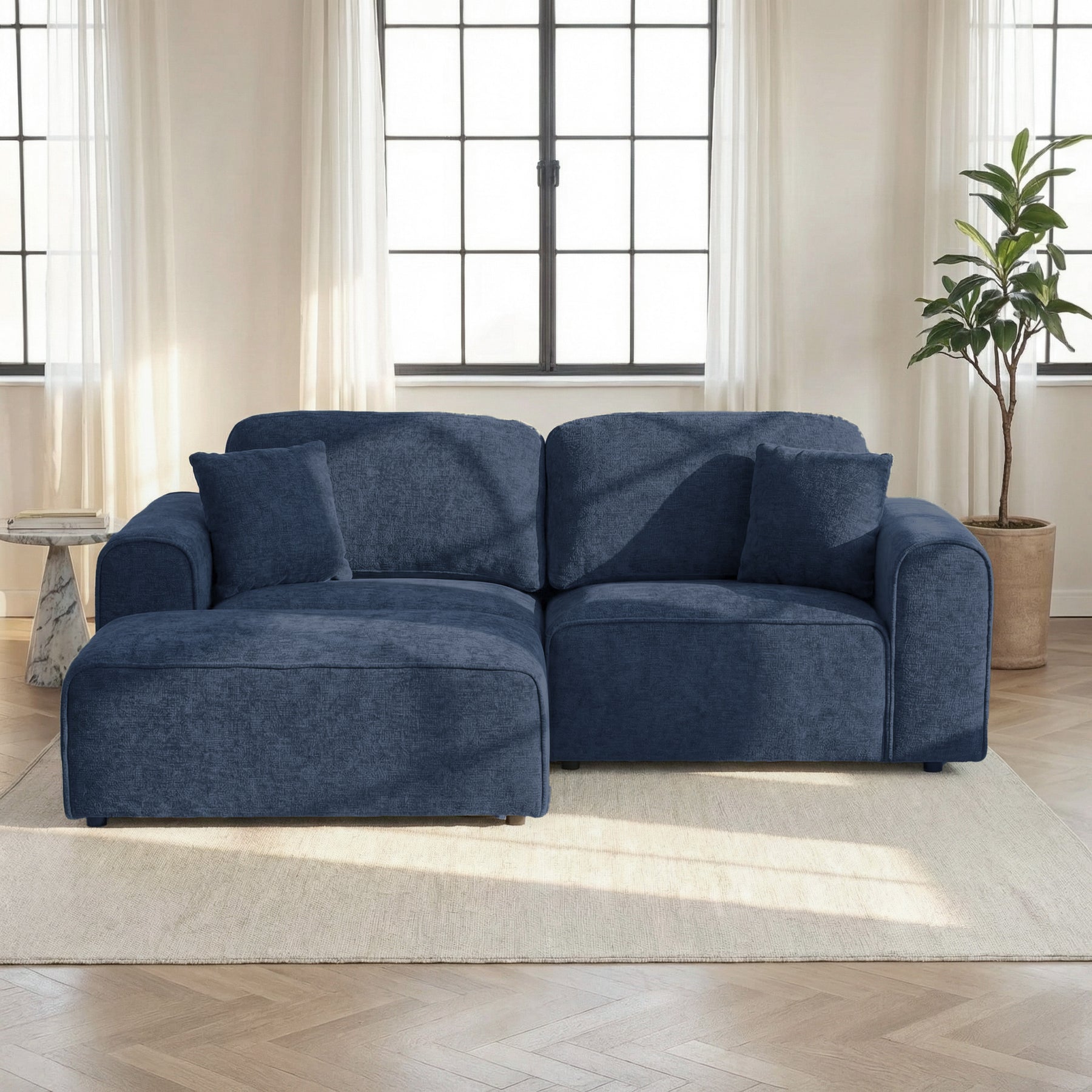 Hugo XL Chaise Sofa Deep Blue from Roseland Furniture
