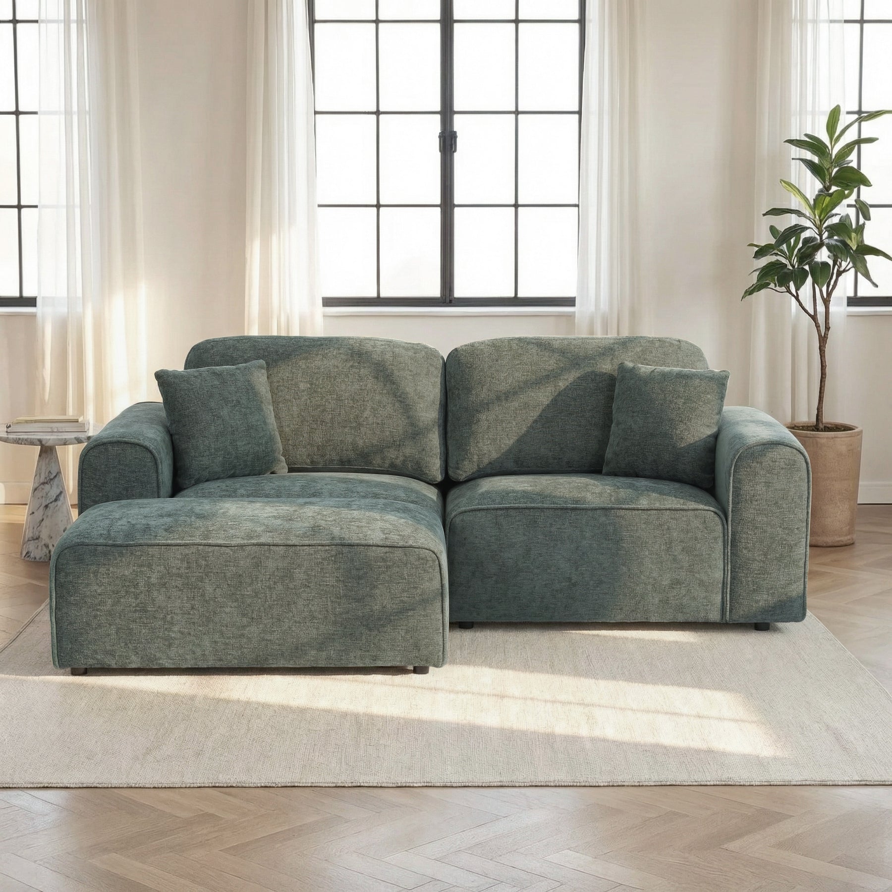 Hugo XL Chaise Sofa Moss from Roseland Furniture