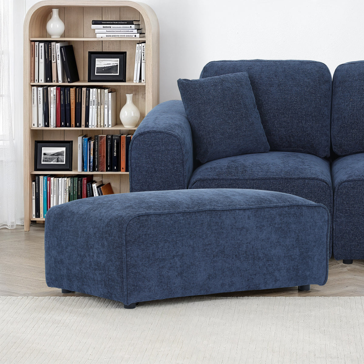 Hugo Deep Blue XL Footstool from Roseland Furniture