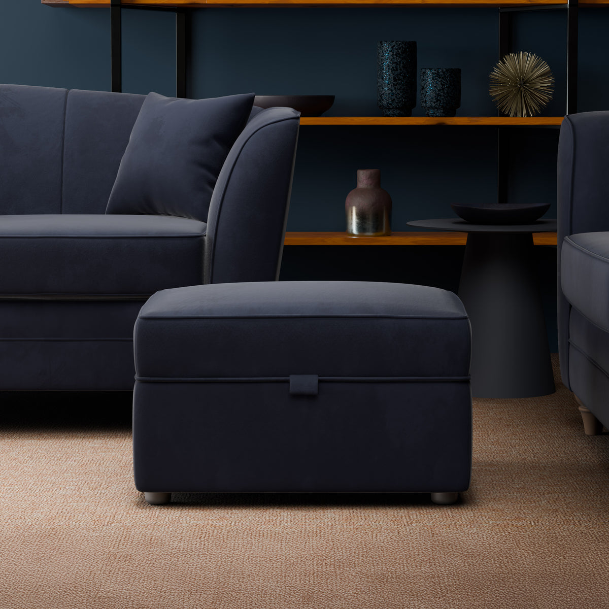Ansdell Storage Footstool Indigo from Roseland Furniture