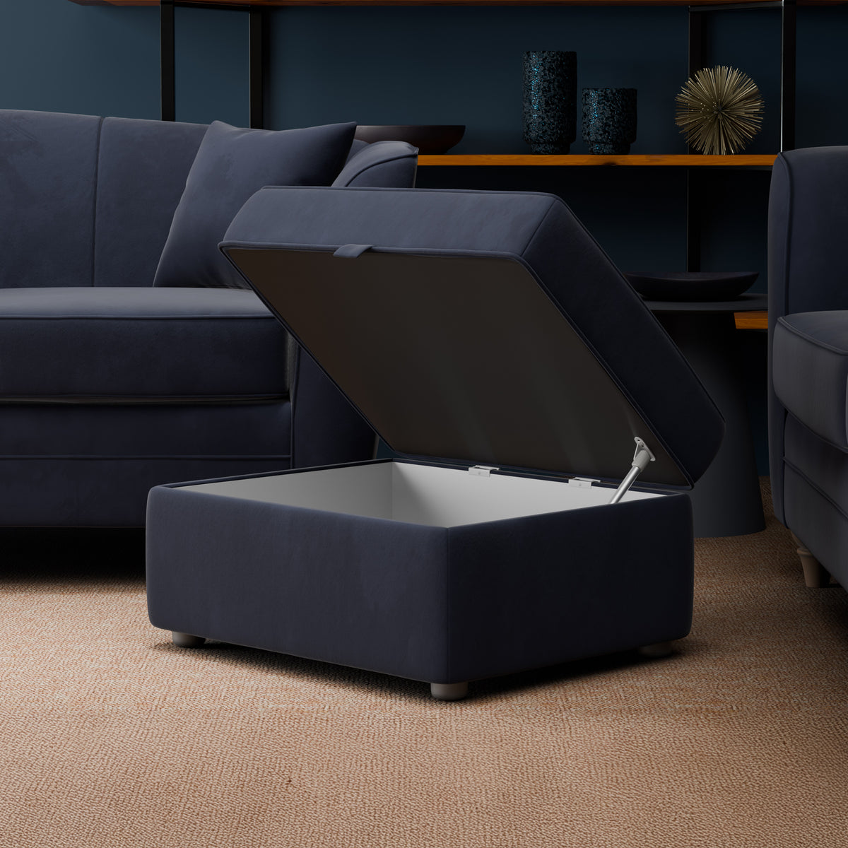 Ansdell Storage Footstool Indigo from Roseland Furniture