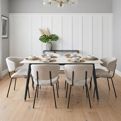 Owen White & Gold Sintered Stone Dining Table