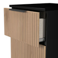 Jago-slatted-effect-3-drawer-bedside-black from Roseland Furniture