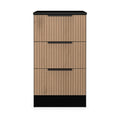 Jago-slatted-effect-3-drawer-bedside-black from Roseland Furniture