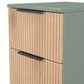 Jago-slatted-effect-3-drawer-bedside-green from Roseland Furniture