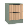 Jago-slatted-effect-2-drawer-bedside-green from Roseland Furniture