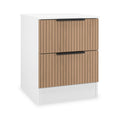 Jago-slatted-effect-2-drawer-bedside-white from Roseland Furniture