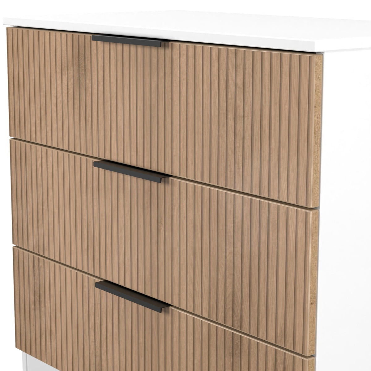 Jago-Slatted-Effect-3-Drawer-Chest-White from Roseland Furniture