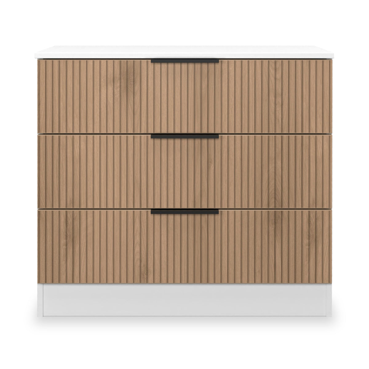 Jago-Slatted-Effect-3-Drawer-Chest-White from Roseland Furniture