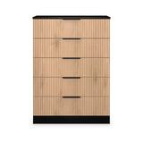 Jago-slatted-effect-5-drawer-chest-black from Roseland Furniture