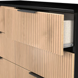 Jago-slatted-effect-6-drawer-midi-chest-black from Roseland Furniture