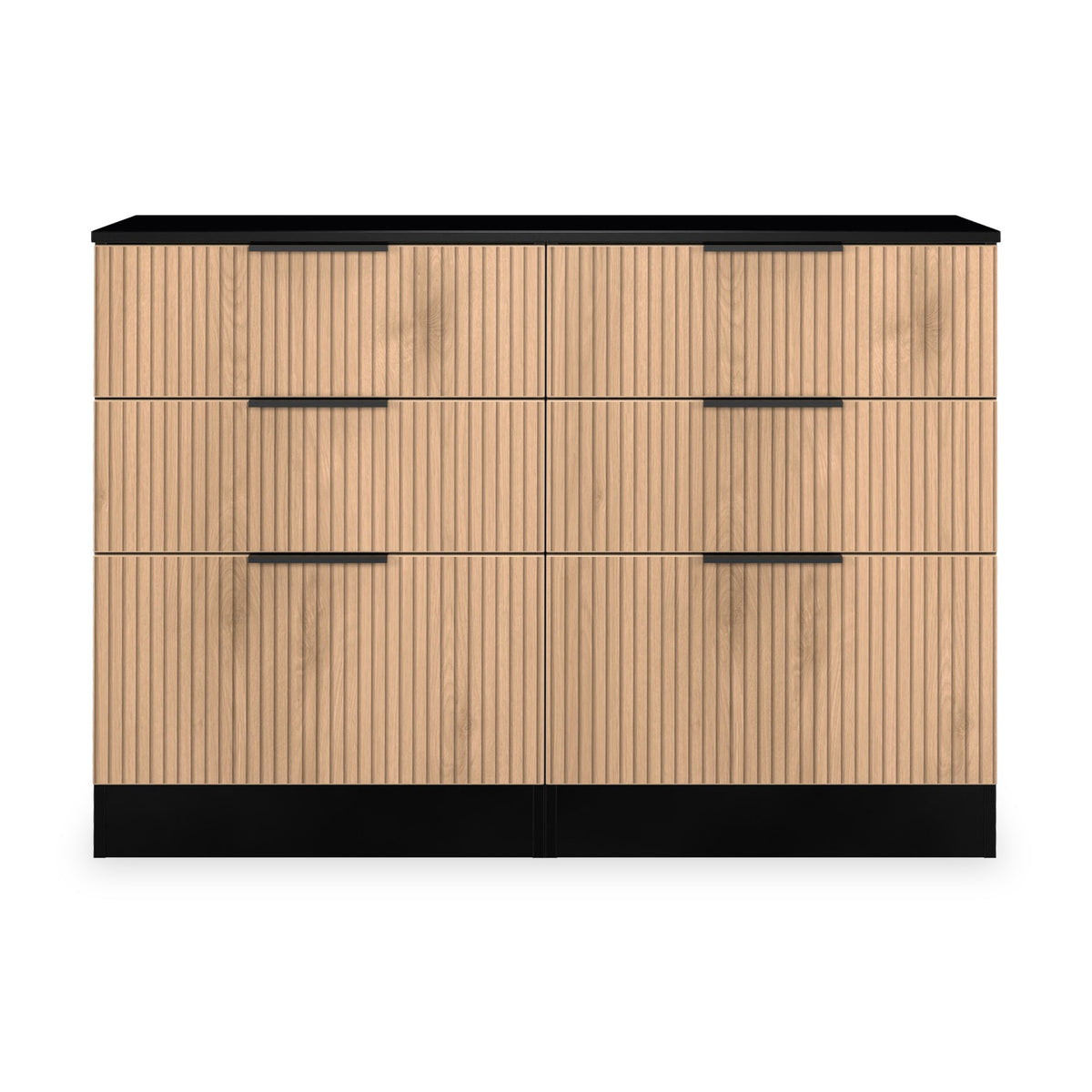 Jago-slatted-effect-6-drawer-midi-chest-black from Roseland Furniture