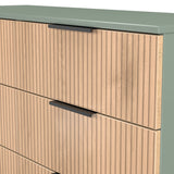 Jago-slatted-effect-6-drawer-midi-chest-green from Roseland Furniture