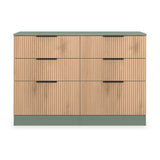 Jago-slatted-effect-6-drawer-midi-chest-green from Roseland Furniture