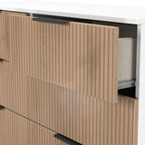 Jago-slatted-effect-6-drawer-midi-chest-white from Roseland Furniture