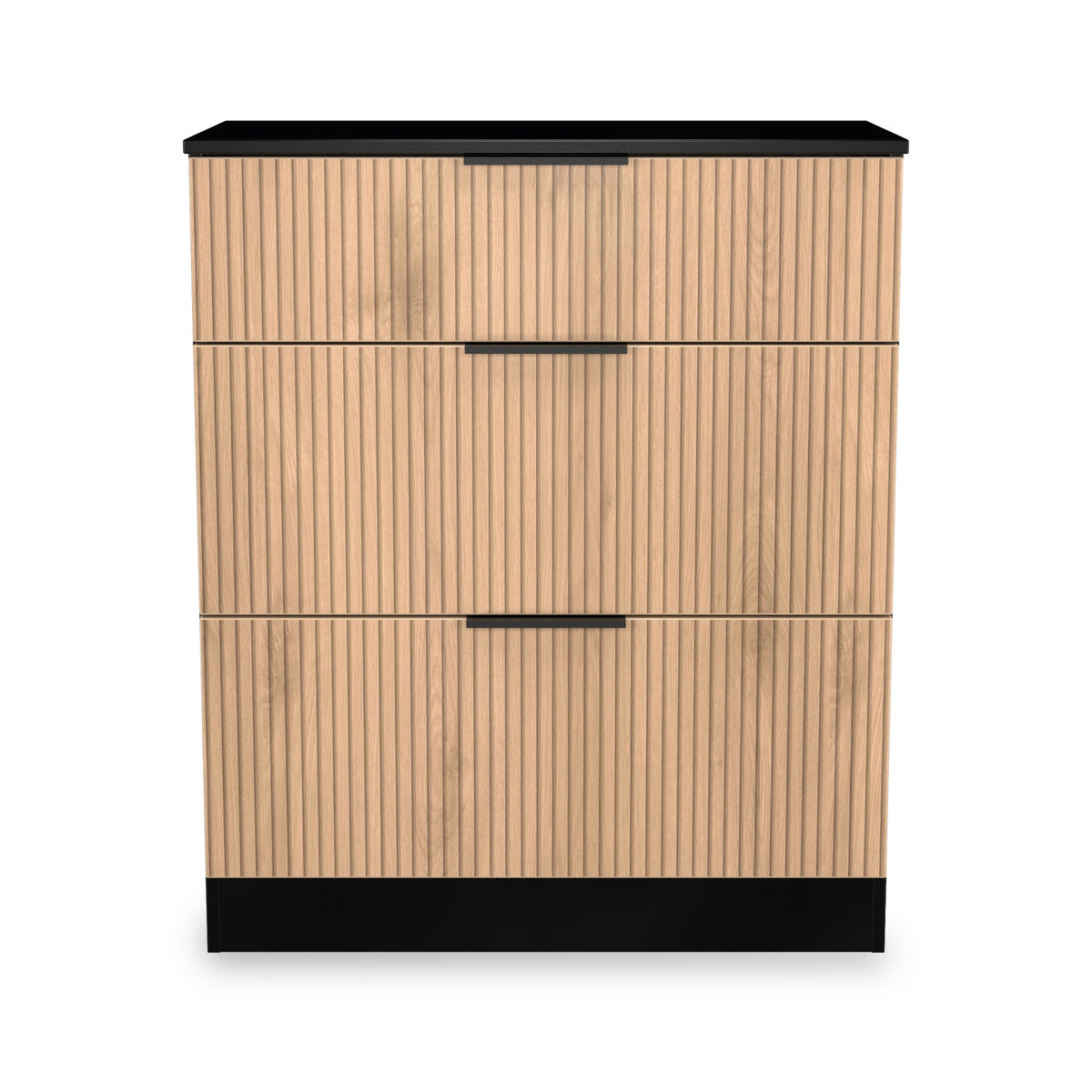Jago-slatted-effect-3-drawer-deep-chest-black from Roseland Furniture