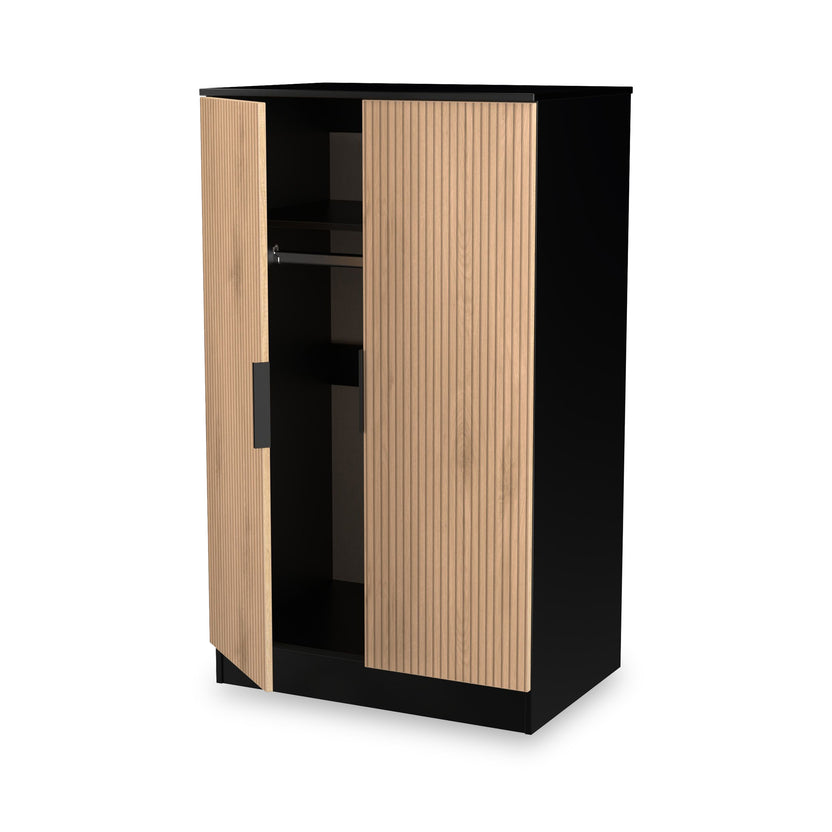 Jago Slatted Effect Small 2 Door Midi Double Wardrobe | Roseland