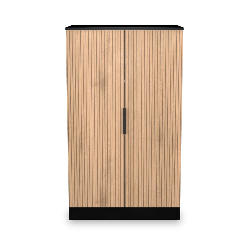 Jago Slatted Effect Small 2 Door Midi Double Wardrobe | Roseland