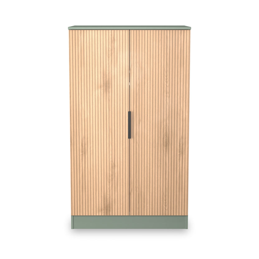 Jago Slatted Effect Small 2 Door Midi Double Wardrobe | Roseland