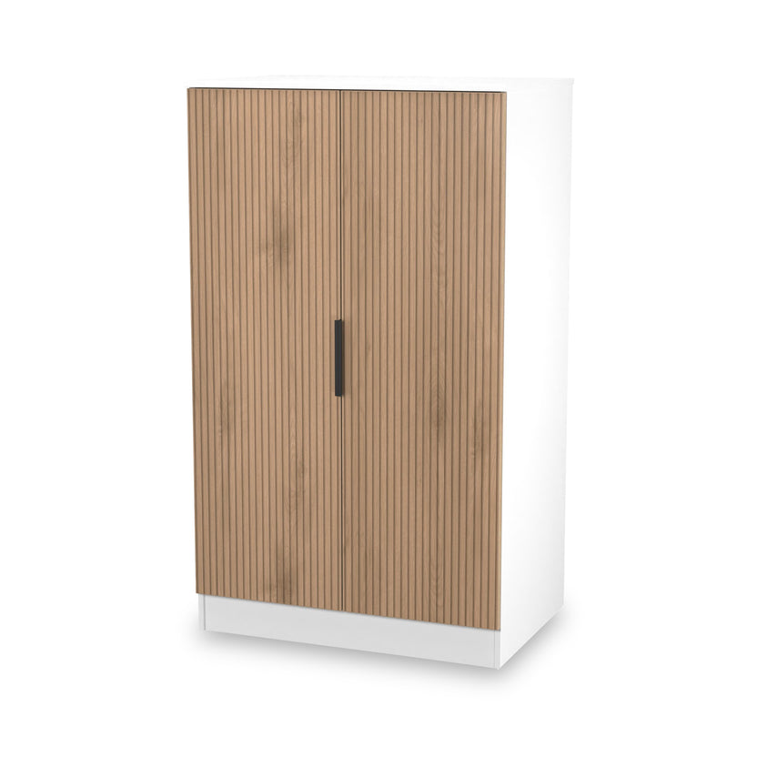 Jago Slatted Effect Small 2 Door Midi Double Wardrobe | Roseland