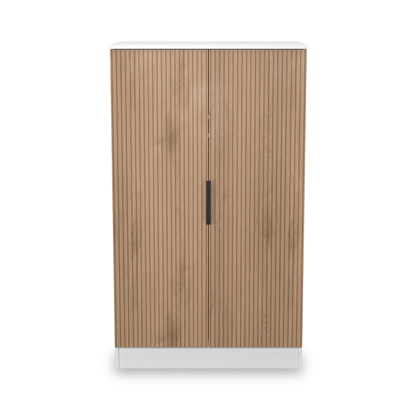 Jago Slatted Effect Small 2 Door Midi Double Wardrobe | Roseland