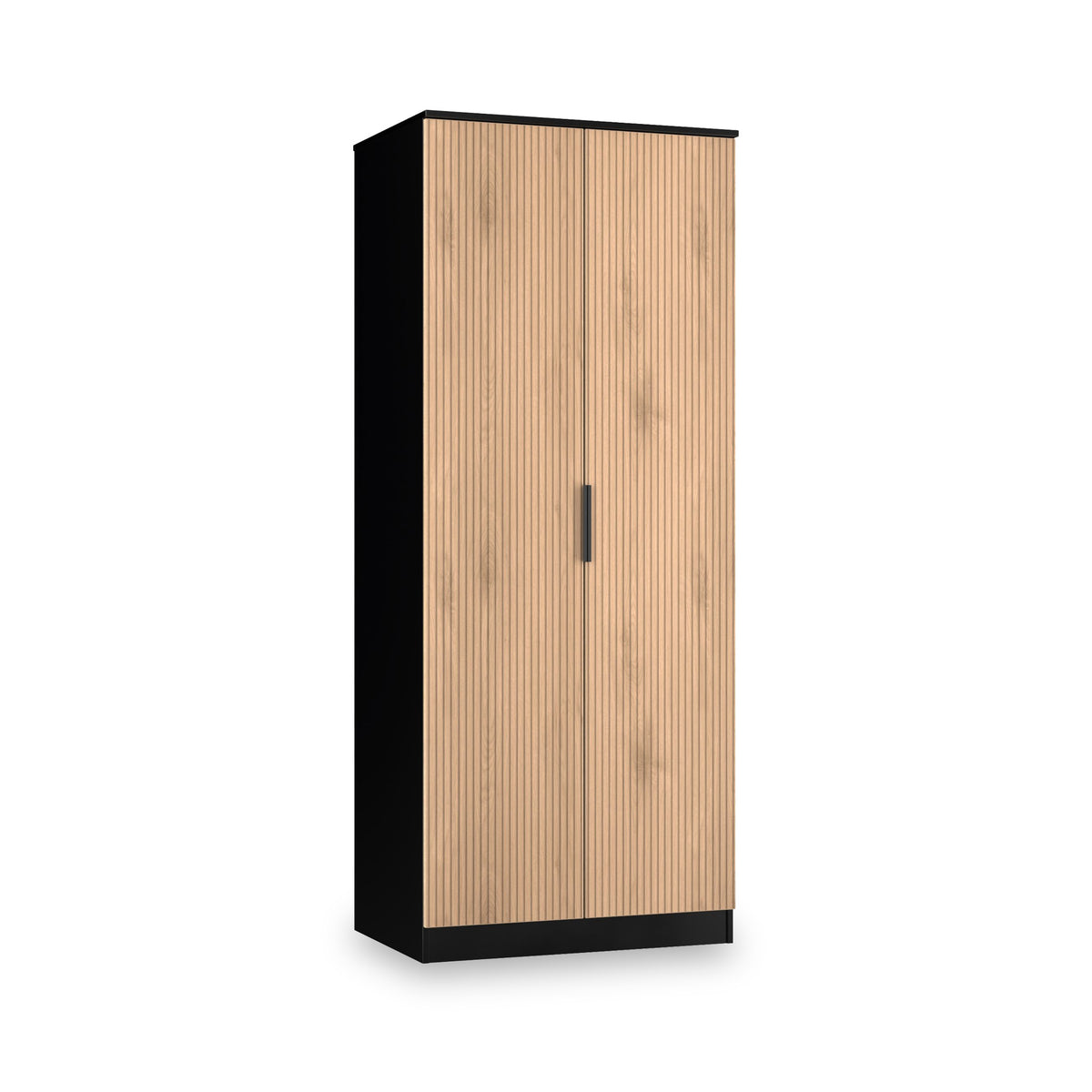 Jago-slatted-effect-2-door-wardrobe-black from Roseland Furniture