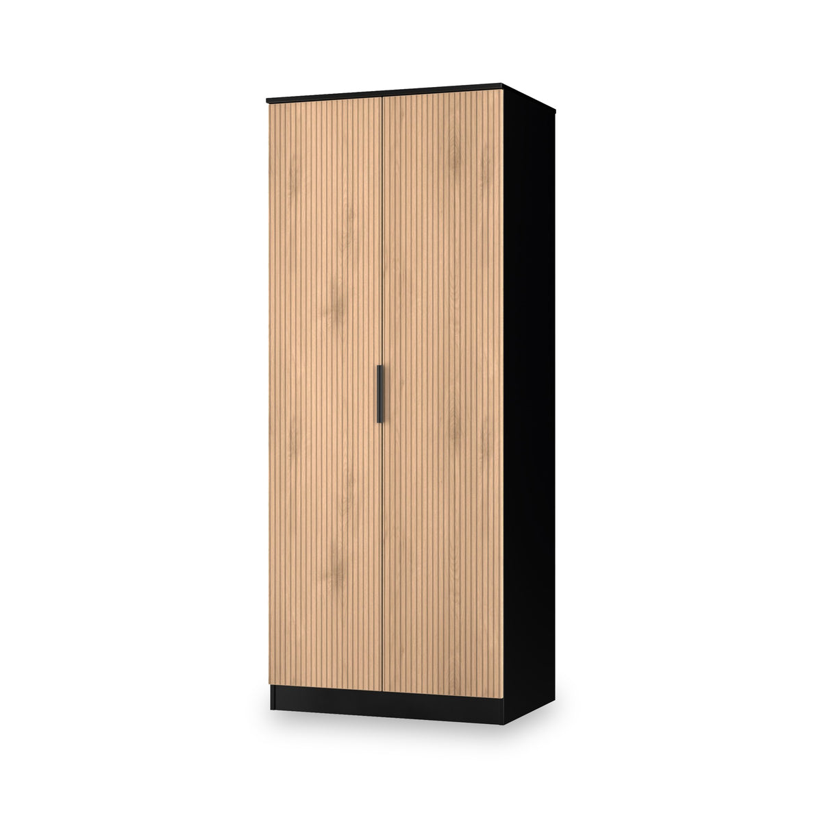Jago-slatted-effect-2-door-wardrobe-black from Roseland Furniture