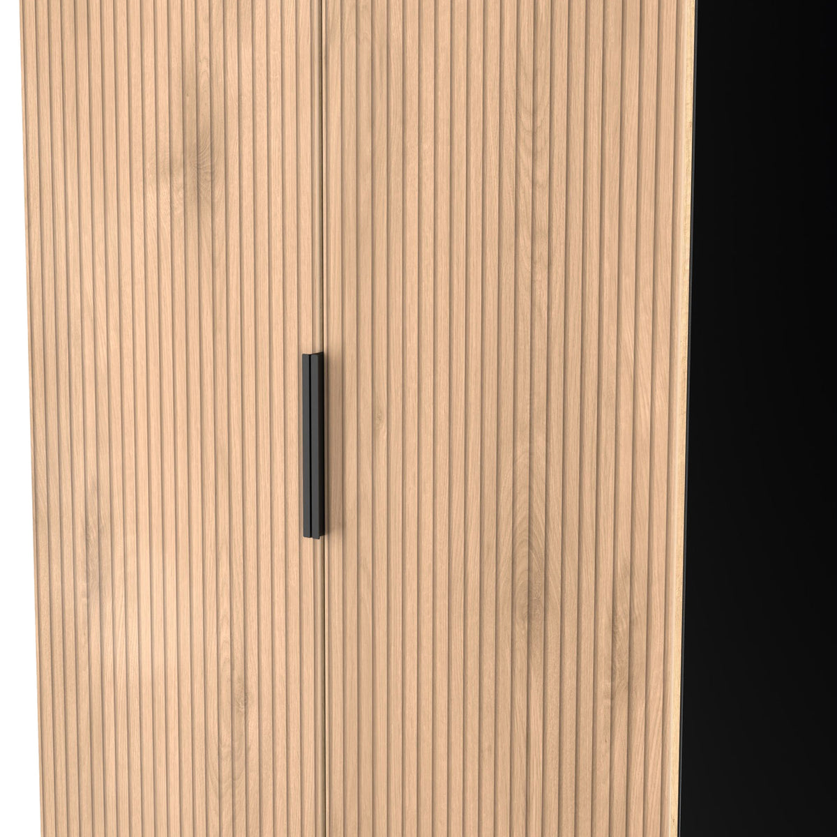 Jago-slatted-effect-2-door-wardrobe-black from Roseland Furniture
