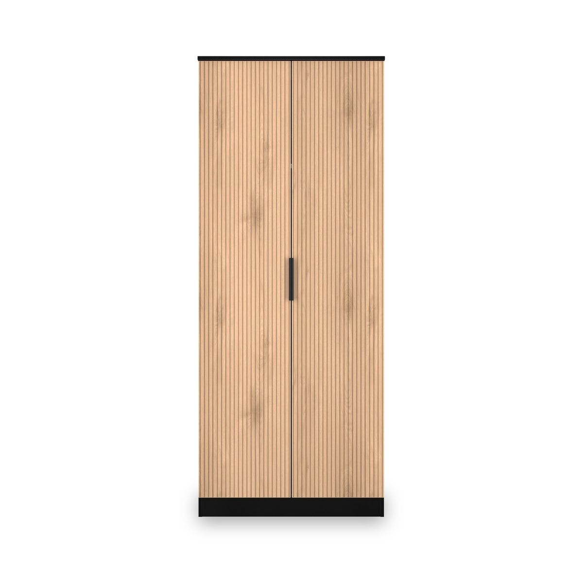 Jago-slatted-effect-2-door-wardrobe-black from Roseland Furniture