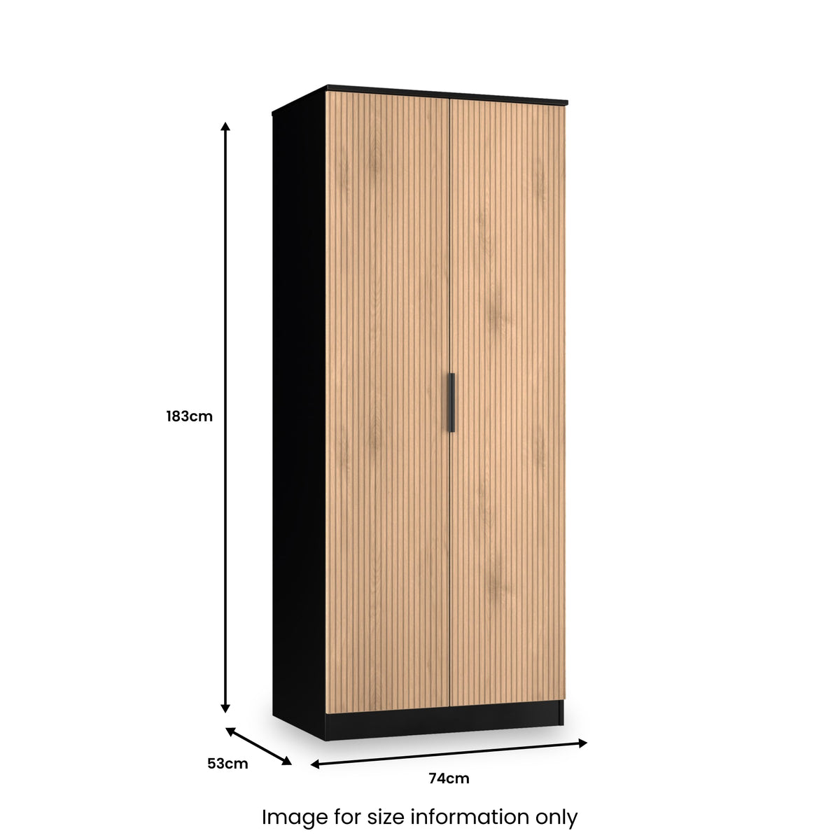 Jago-slatted-effect-2-door-wardrobe-black from Roseland Furniture
