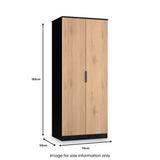 Jago-slatted-effect-2-door-wardrobe-black from Roseland Furniture