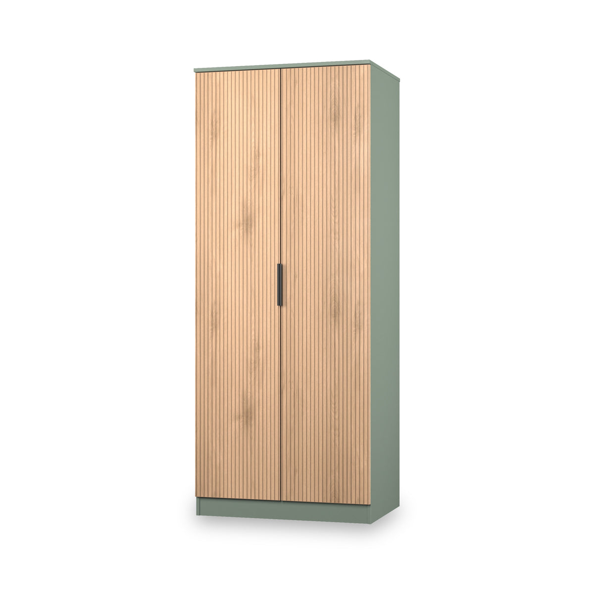 Jago-slatted-effect-2-door-wardrobe-green from Roseland Furniture