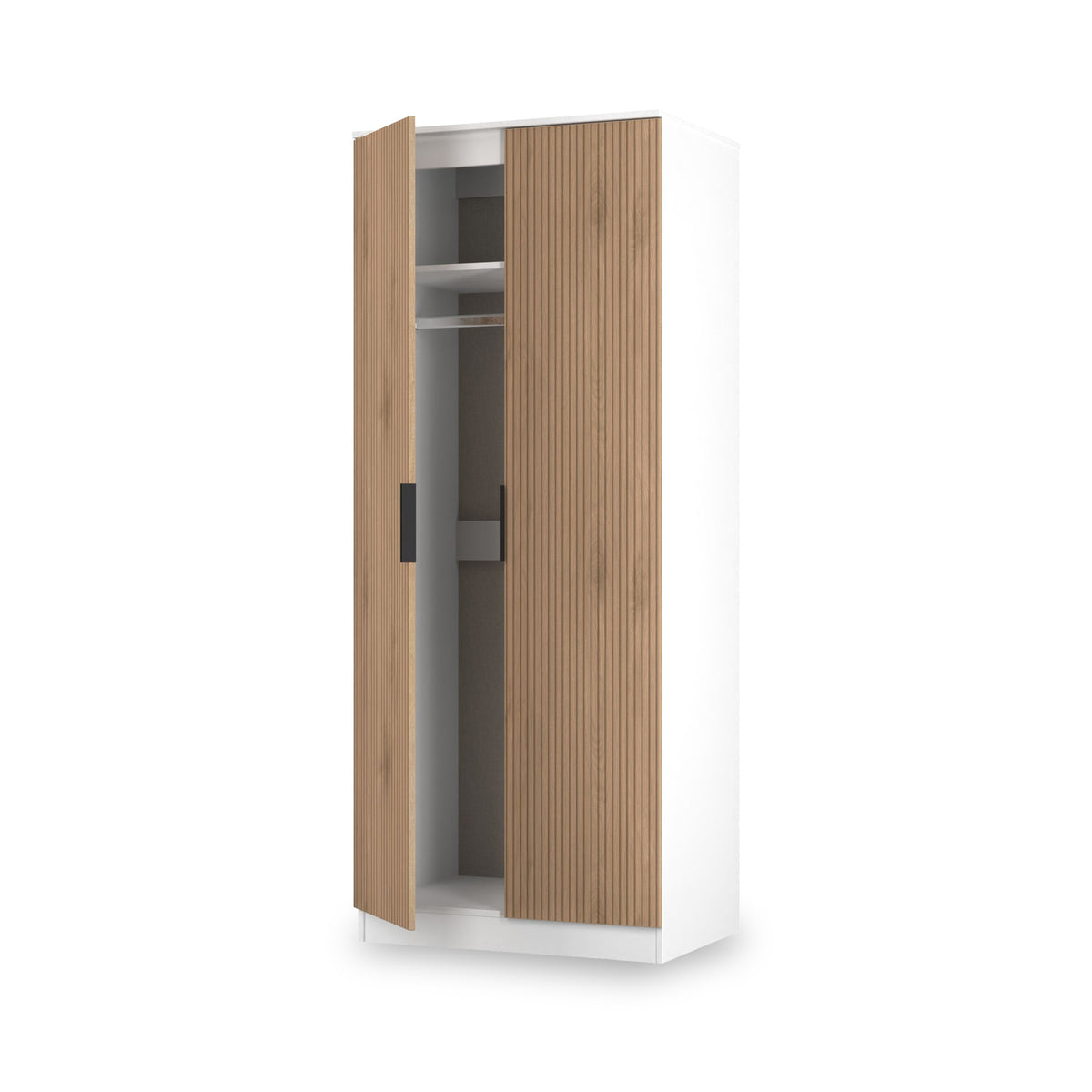Jago-slatted-effect-2-door-wardrobe-white from Roseland Furniture