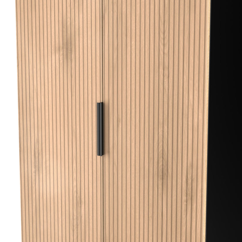 Jago Slatted Effect 2 Door 2 Drawer Double Wardrobe | Roseland