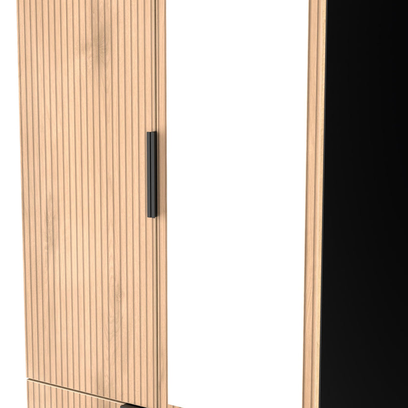 Jago Slatted Effect 2 Door 2 Draw Mirrored Double Wardrobe | Roseland