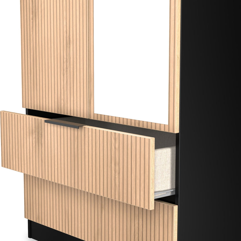 Jago Slatted Effect 2 Door 2 Draw Mirrored Double Wardrobe | Roseland