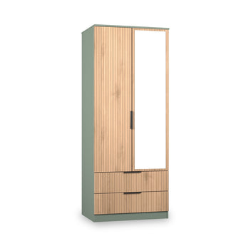 Jago Slatted Effect 2 Door 2 Draw Mirrored Double Wardrobe | Roseland