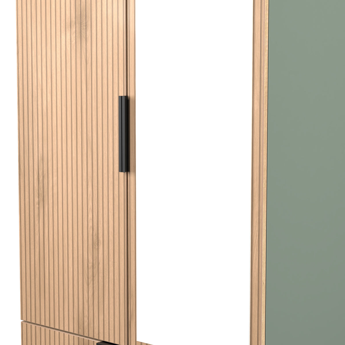 Jago-slatted-effect-2door-2dr-mirror-wardrobe-green from Roseland Furniture