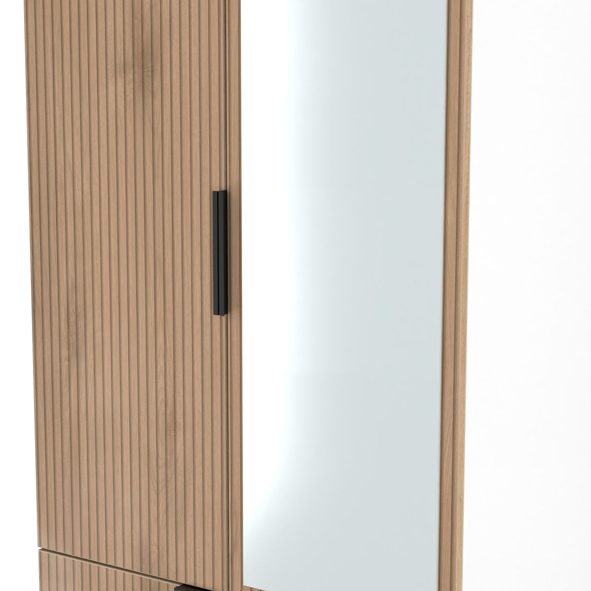 Jago-slatted-effect-2door-2dr-mirror-wardrobe-white from Roseland Furniture