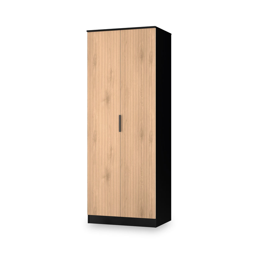 Jago Slatted Effect Tall 2 Door Double Wardrobe | Roseland