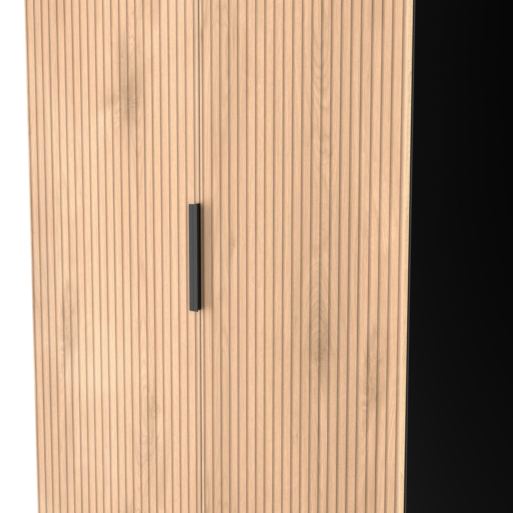 Jago-slatted-effect-tall-2-door-wardrobe-black from Roseland Furniture