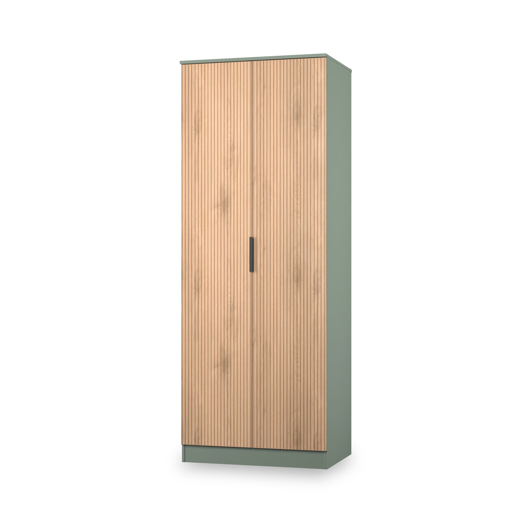 Jago-slatted-effect-tall-2-door-wardrobe-green from Roseland Furniture
