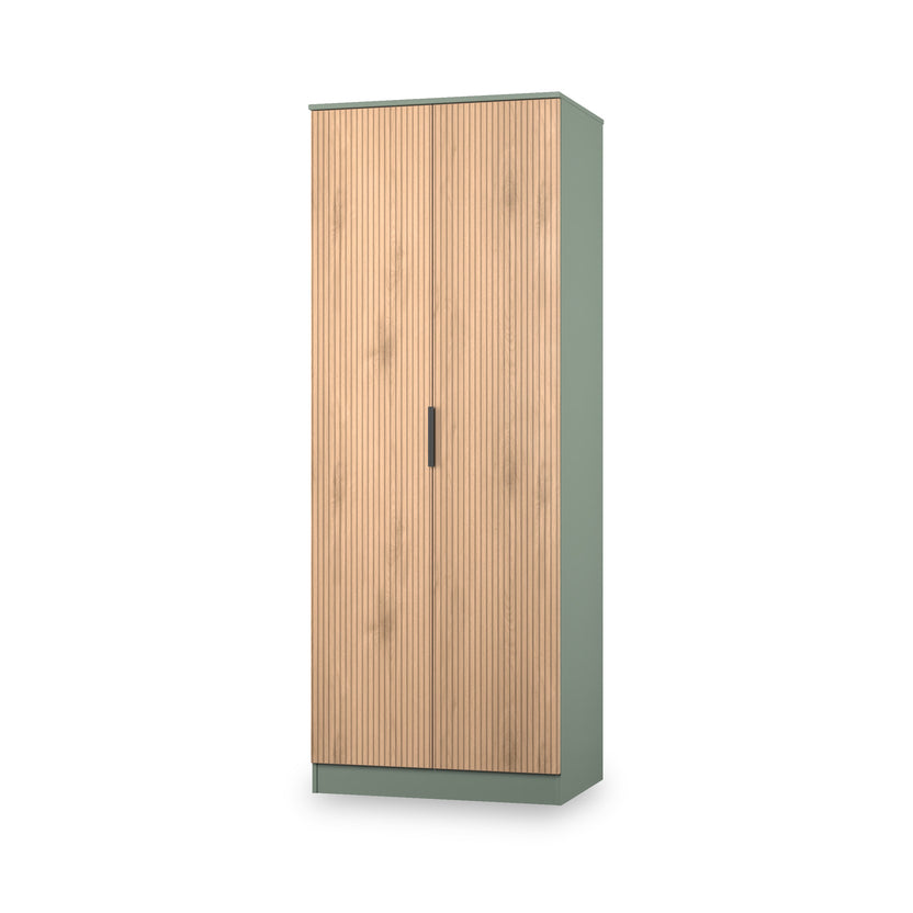 Jago Slatted Effect Tall 2 Door Double Wardrobe | Roseland