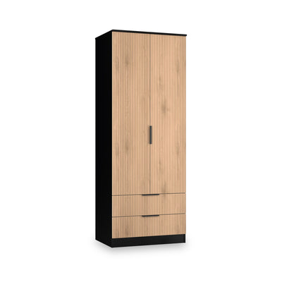 Jago Slatted Effect Tall 2 Door 2 Drawer Wardrobe