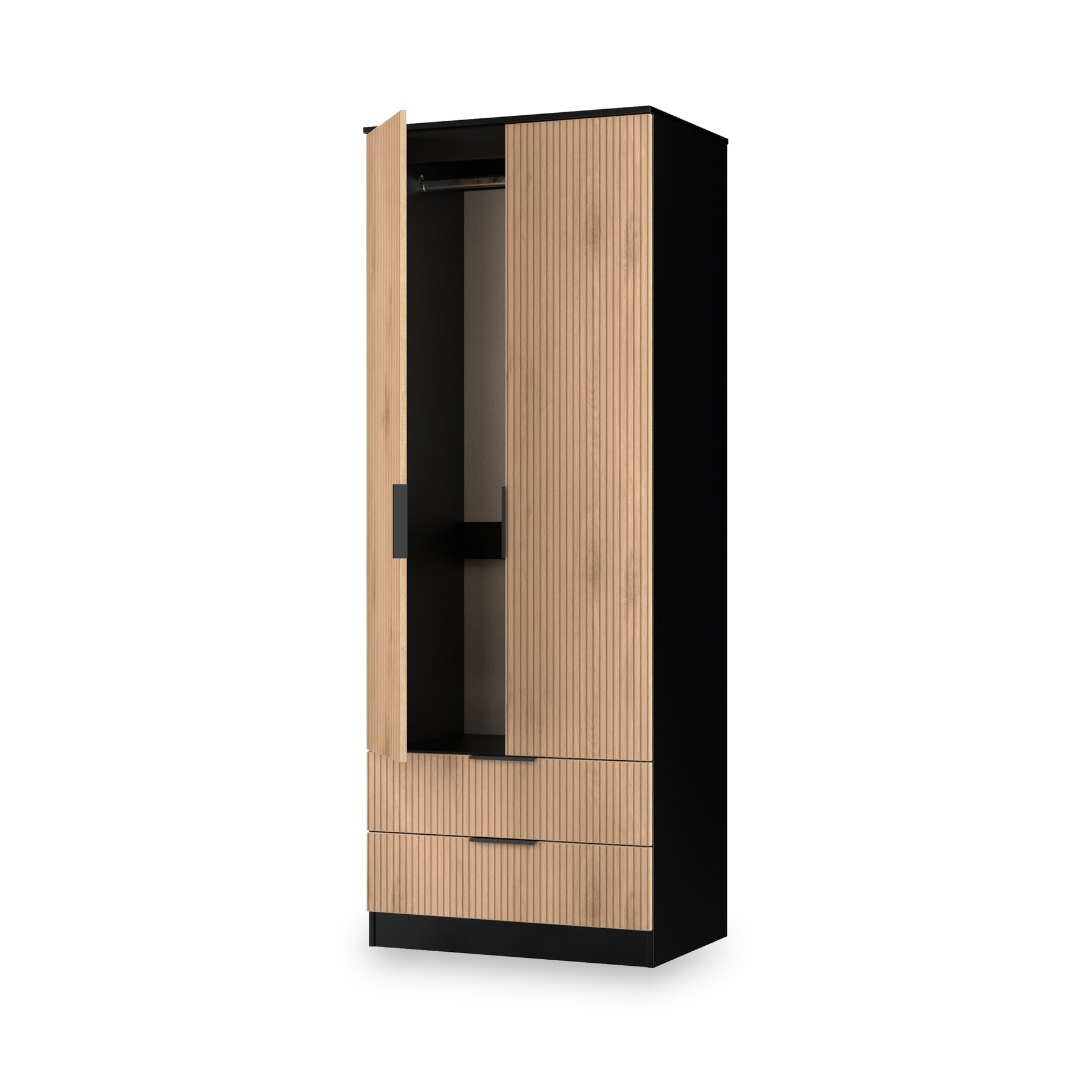Jago-tall-2-door-2-drawer-wardrobe-black from Roseland Furniture