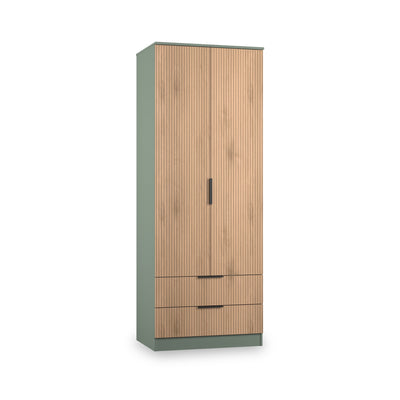 Jago Slatted Effect Tall 2 Door 2 Drawer Wardrobe