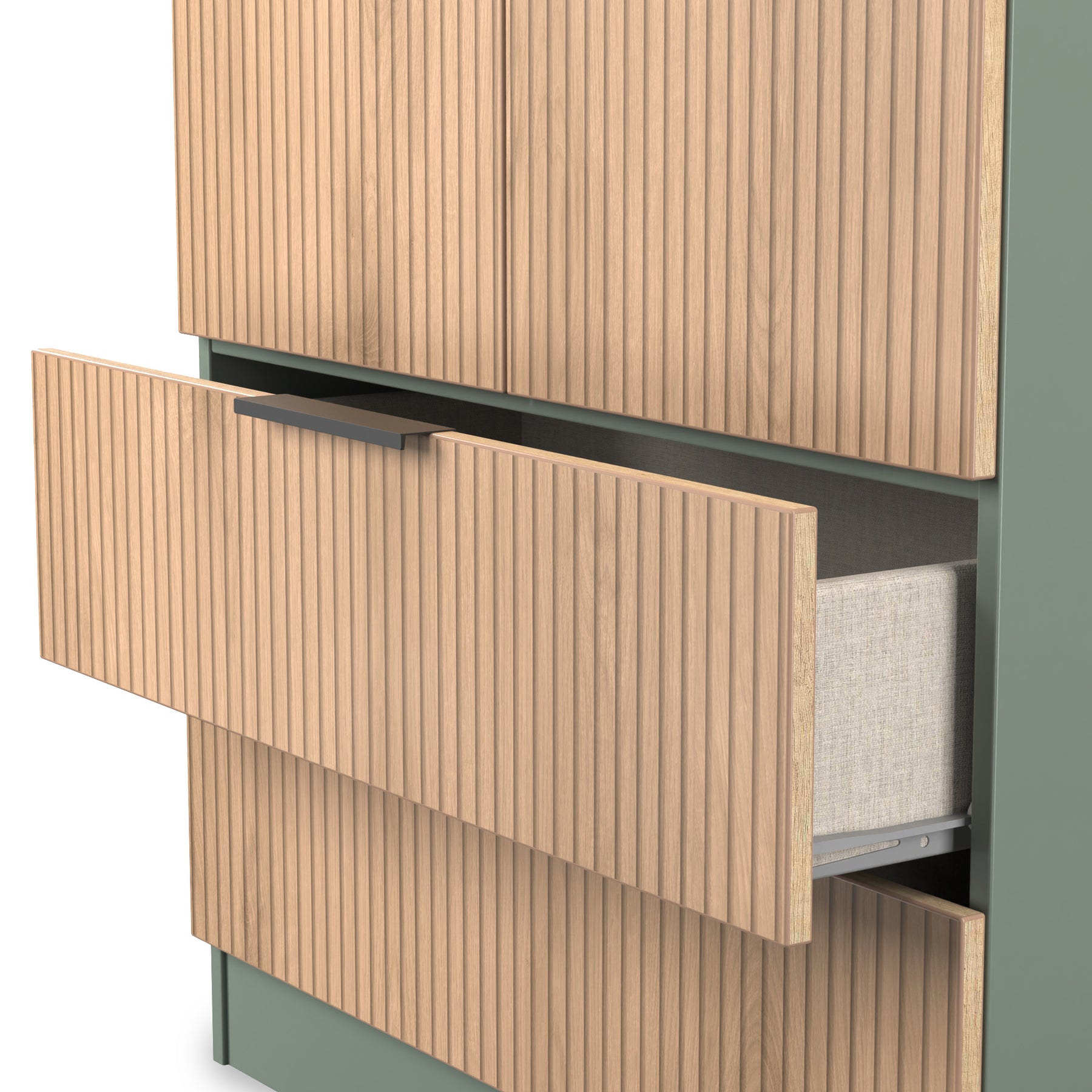 Jago-tall-2-door-2-drawer-wardrobe-green from Roseland Furniture