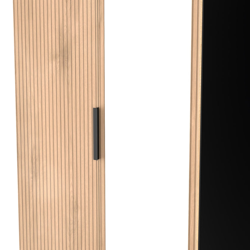 Jago Slatted Effect Tall 2 Door 2 Drawer Mirrored Wardrobe | Roseland